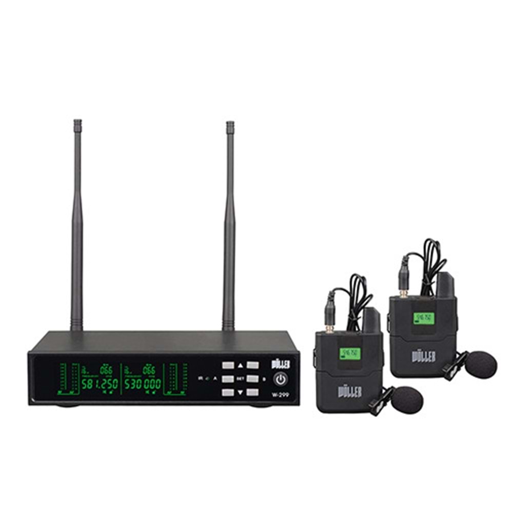 WÖLLER 2 YAKA MİKROFONLU KABLOSUZ UHF MİKROFON SETİ