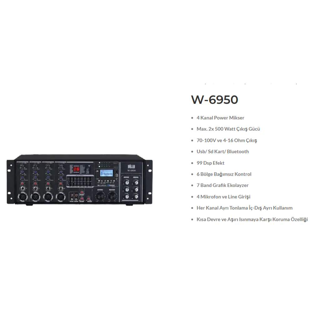 WÖLLER 6 BÖLGE 4 KANAL 2*500W STERO TRAFOLU VE TRAFOSUZ ÇIKIŞLI (CAMİLERİ uygun)
