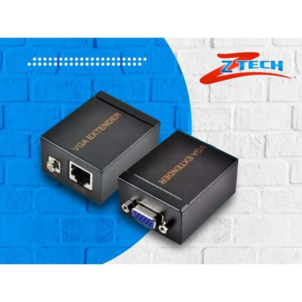 ZTECH CAT6 TO VGA EXTENDER 60MT