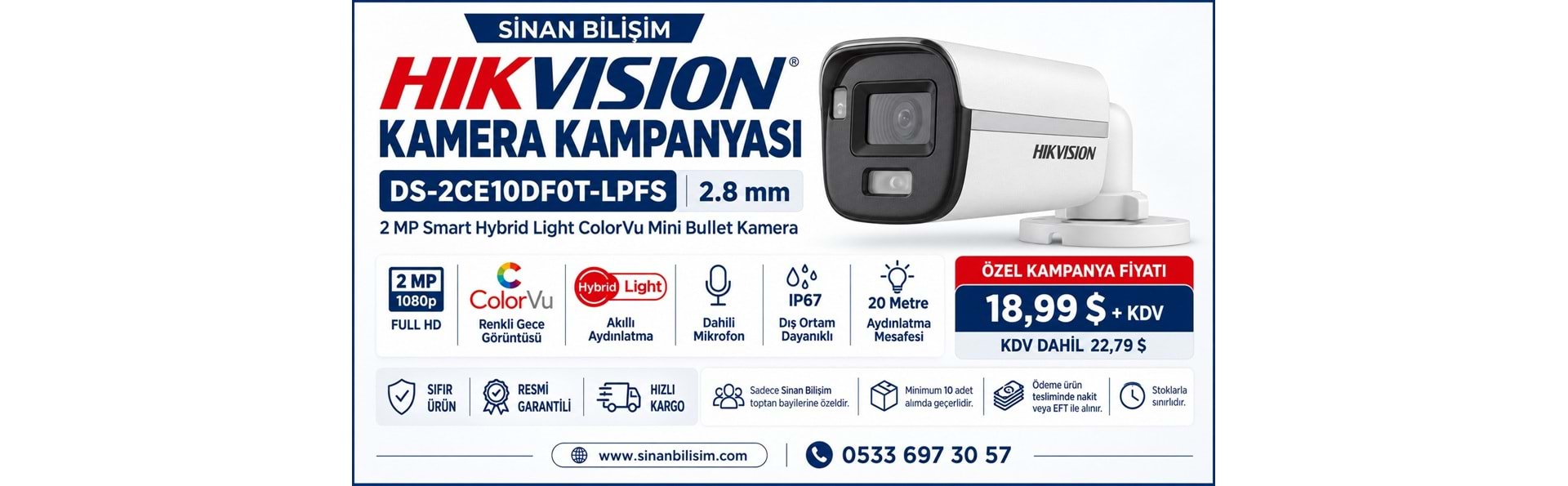KAYSERİ EN UCUZ HIKVISION GECE RENKLİ KAMERA