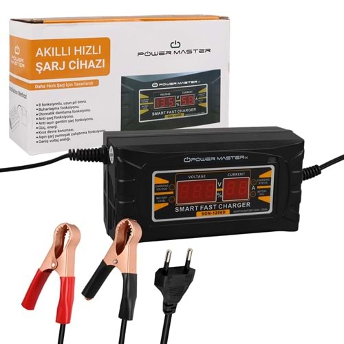 POWERMASTER SON-1206D 12 VOLT MAX 6 AMPER AKILLI HIZLI AKÜ ŞARJ CİHAZI 150X75X60MMPOWERMASTER SON-1206D 12 VOLT MAX 6 AMPER AKILLI HIZLI AKÜ ŞARJ CİHAZI 150X75X60MM