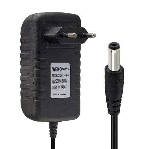 WEKO 18 VOLT - 1 AMPER 5.5*2.5 UÇLU YERLİ ÜRETİM PRİZ TİPİ ADAPTÖRWEKO 18 VOLT - 1 AMPER 5.5*2.5 UÇLU YERLİ ÜRETİM PRİZ TİPİ ADAPTÖR