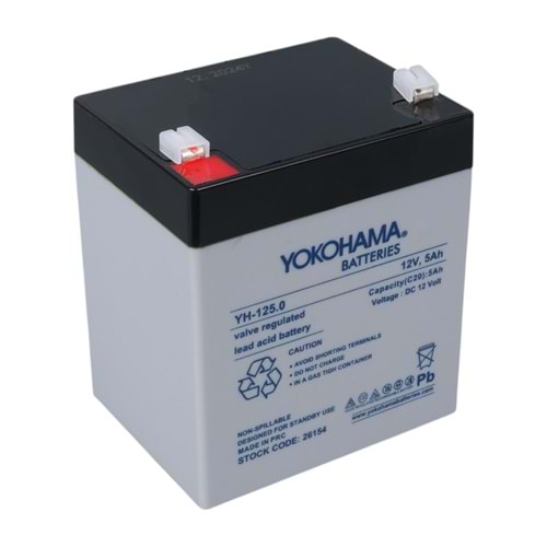 YOKOHAMA YH-125.0 12 VOLT - 5 AMPER AKÜ (90 X 70 X 101 MM)YOKOHAMA YH-125.0 12 VOLT - 5 AMPER AKÜ (90 X 70 X 101 MM)YOKOHAMA BATTERİES 26154
