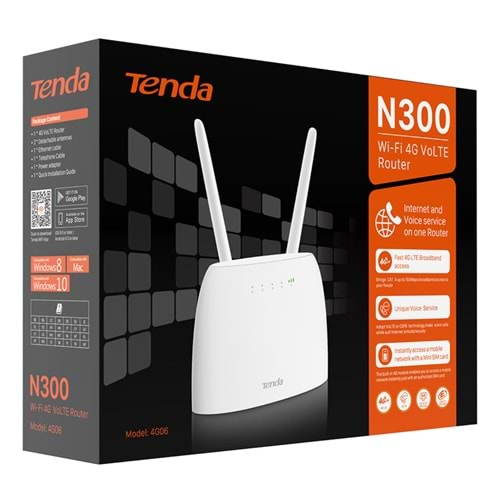 TENDA 4G06 2 Port 300Mbps 2,4Ghz 4G LTE Wi-Fi Router