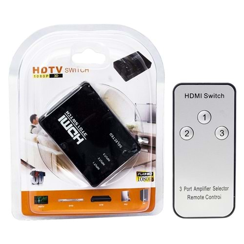 POWERMASTER PM-6853 3 GİRİŞ 1 ÇIKIŞ HDMI SWITCHER TOPLAYICI KUMANDALI ADAPTÖRSÜZ