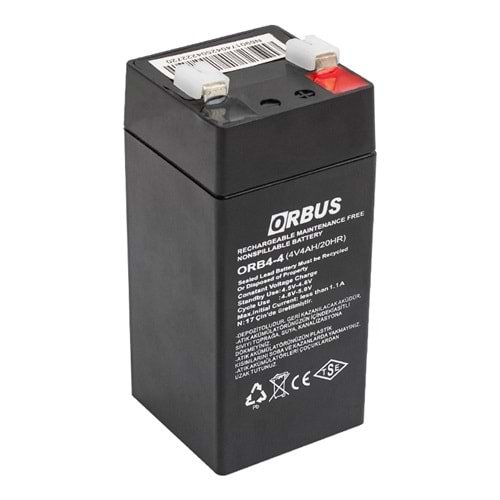 ORBUS ORB4-4 4 VOLT - 4 AMPER DİK AKÜ DHL (45 X 45 X 100 MM)ORBUS ORB4-4 4 VOLT - 4 AMPER DİK AKÜ (45 X 45 X 100 MM)