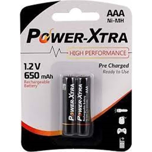 POWER-XTRA 1,2 V 650MAH AAA ŞARJLI İNCE KALEM PİL 2 Lİ FİYATI