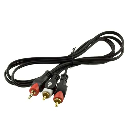 POWERMASTER 2 RCA ERKEK + 3.5 MM STEREO ERKEK 1.5 METRE GOLD 1.KALİTE KABLO