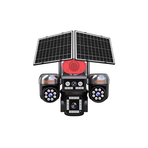 AVENIR (18X ZOOM) 12 MP 4 KAMERALI 3 PTZ 1 SABİT 4G SİM KARTLI AOV KAMERA ÇİFT GÜNEŞ PANEL(UYGULAMA:HiEasy,AOV SÜREKLİ KAYIT,GECE RENKLİ GÖRÜŞ,HAREKET ALGILAMA,UYGULAMA BİLDİRİMİ,OTOMATİK TAKİP,ÇİFT YÖNLÜ SES,256 GB SD KART DESTEK)