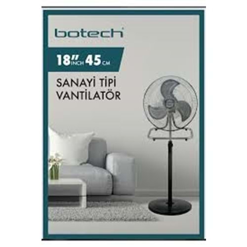 BOTECH 18INCH 45CM 3 KANAT 75 WATT SANAYİ TİP VANTİLATÖR DHL