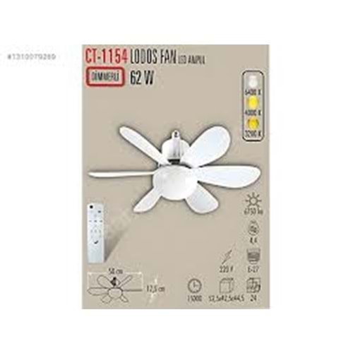 CATA CT 1154 200W Lodos Fanlı Led Ampul 6400K Beyaz