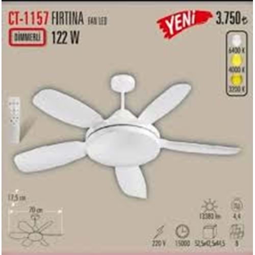 Cata Ct 1157 Fırtına 122w Fanlı Led Ampül 6400k Beyaz Işık