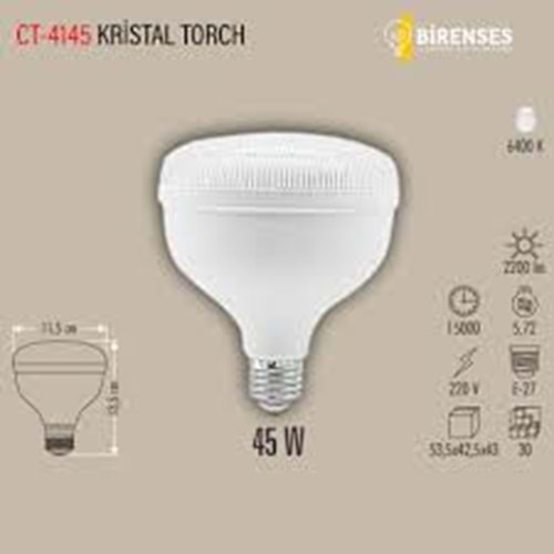 Cata Ct 4145 Kristal 45W Torch LED Ampul 6400K Beyaz ...