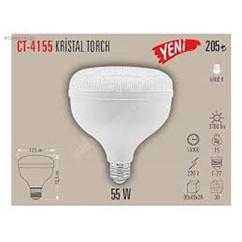 Cata CT-4155 55 Watt E27 Duylu Kristal Torch Led Ampul ...