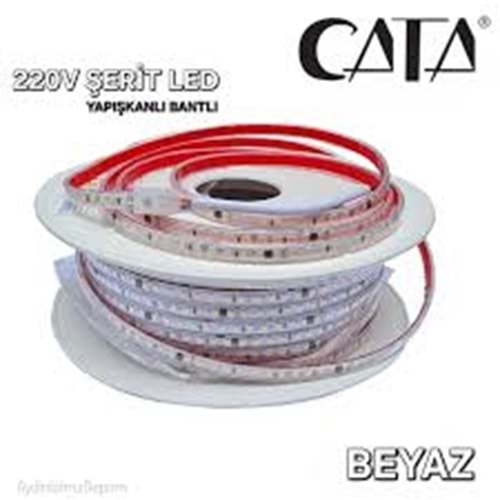 Cata 10 Çipli 220v Beyaz Işık Şerit Led (Yapışkanlı)1 MT FİYATI