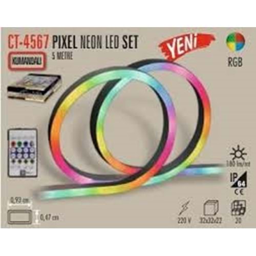 cata ct-4567 piksel neon led usb girişli 5v 5 metre kumandalı ...