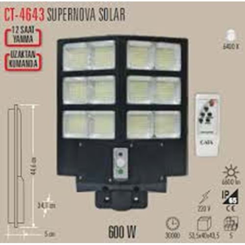 Cata Ct-4643 600w Süpernova Solar Sokak Armatürü