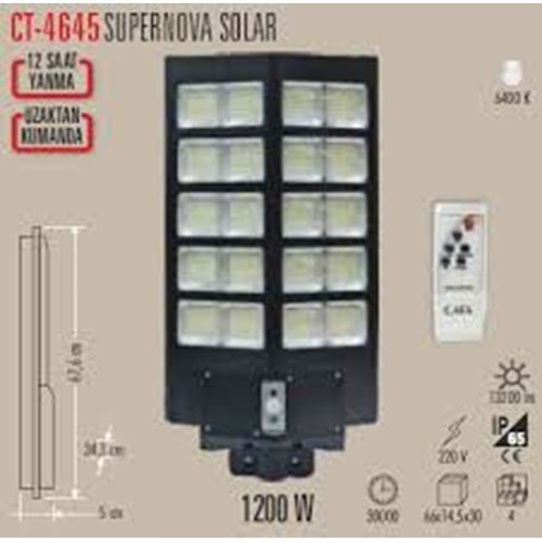 Cata Süpernova 1200w Solar Sokak Armatürü (Kumandalı) ...