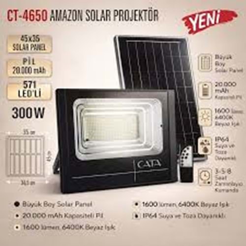Cata Ct 4650 Kumandalı 300W Solar LED ...