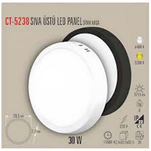 Cata CT-5238 30W Sıva Üstü Led Panel Siyah ...