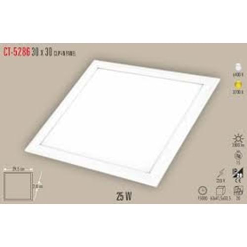 CATA 25W 30X30 KLİPİN LED PANEL SIVA ALTI (BEYAZ) LİSTE FİYATI DHL