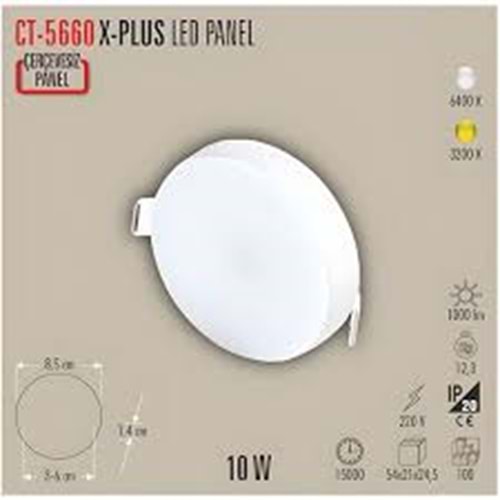 Cata 10w Xplus Ayarlanabilir Led Panel Ct-5660 ...BEYAZ-GÜNIŞIĞI