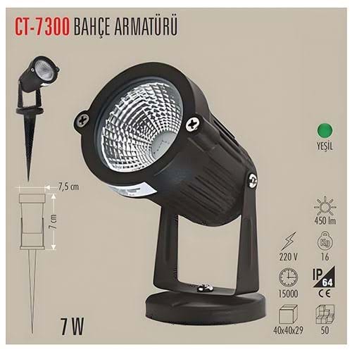 Cata Ct-7300 Ct-7300 Amber 7w Siyah Kazıklı Led Bahçe ARMATÜR