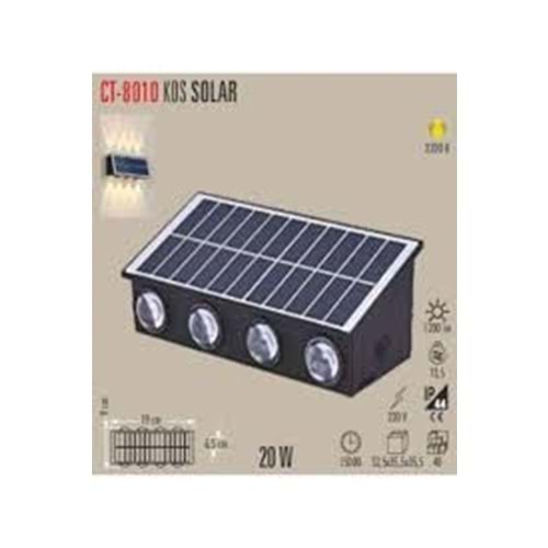 Cata CT-8010 20 Watt Kos Solar Led Aplik Günışığı