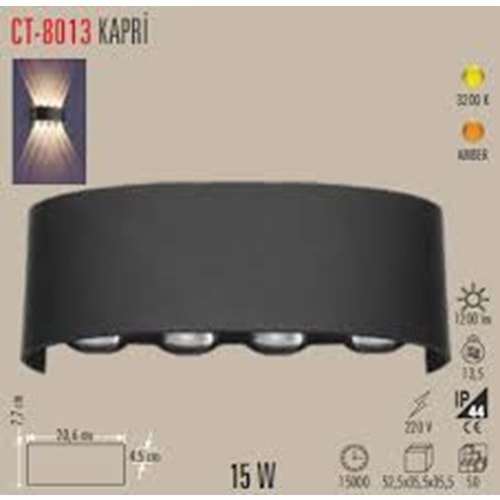 Cata CT-8013 Kapri LED Aplik 15W Günışığı