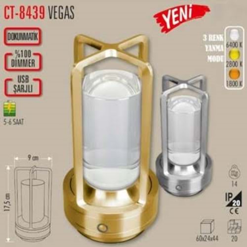 Cata CT-8439 Vegas Şarjlı Masa Lambası