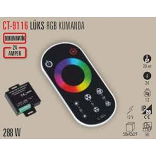 Cata CT-9116 24 Amper Siyah RGB Şerit Led Kumanda