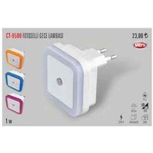 Cata CT-9500 Fotoselli Sensörlü Gece Lambası