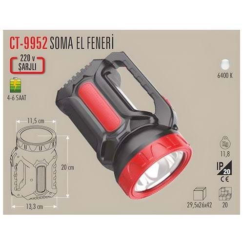 Cata Soma CT-9952 LED Şarjlı El Feneri