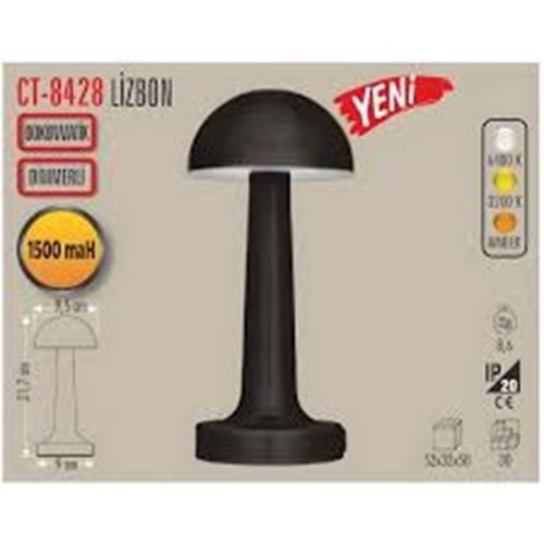 Cata CT-8428 Lizbon Siyah Dokunmatik Şarjlı Masa ...