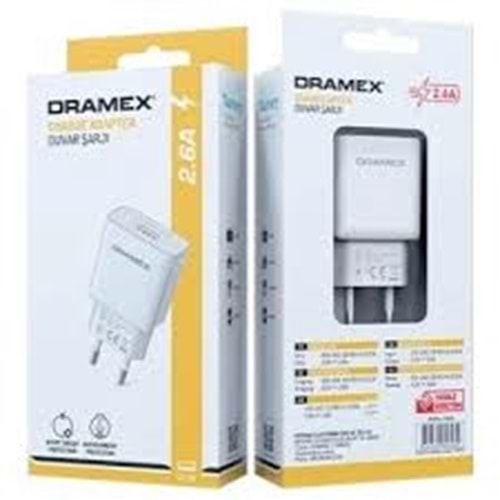 DRAMEX SARJ ADAPTÖRÜ VE TYPE-C KABLO 2.6 A