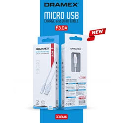 Dramex D30MK Micro USB Data/şarj Kablosu 3.0A 1mt
