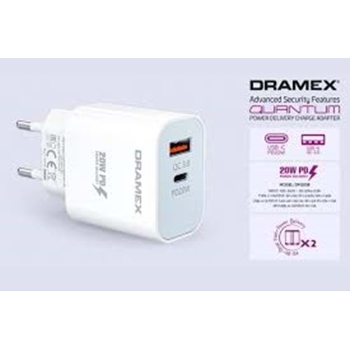 DRAMEX TYPE-C VE USB GİRİŞLİ SARJ ADAPTÖRÜ