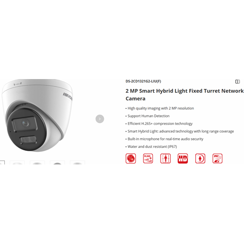 HIKVISION 2 MP IP DOME KAMERA SMART HYBRİD IŞIKLI MİKROFONLU IP67