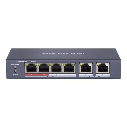 HIKVISION SWITCH POE 10/100 STANDART 4 PORT +2 UPLINK