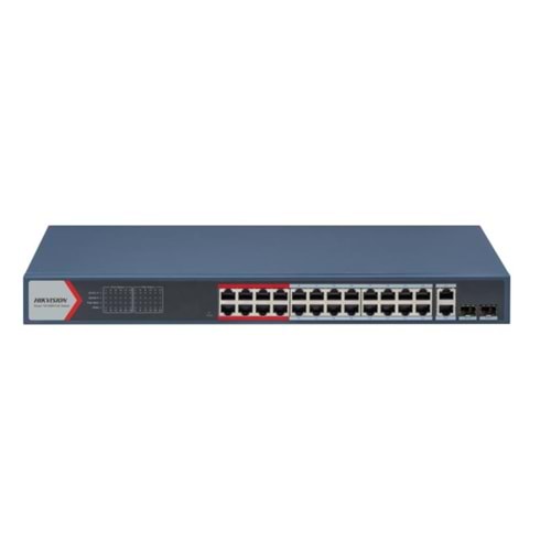 HIKVISION POE SWITCH 24 PORT YÖNETİLEBİLİR 10/100 M 2*GİGABİT COMBOS 370 W TOPLAM POE POWER