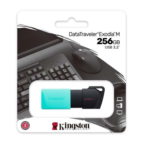 Kingston 256GB USB3.2 Gen1 DataTraveler Exodia M (Black + Teal) Flash Bellek