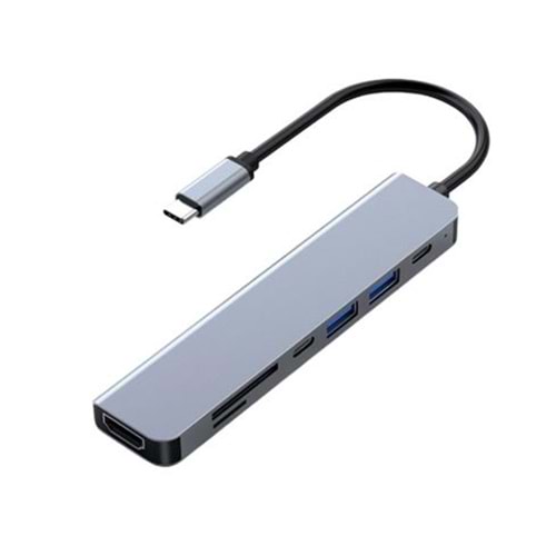 FRISBY Type-c -7in1 USB-C+HDMI +SD/TF+USB3,0+PD+USB-C