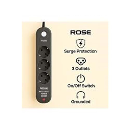 ROSE AKIM KORUMALI 5MT KABLOLU PRİZ