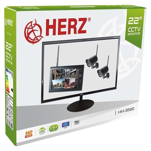 HERZ 22'' HD LED CCTV MONİTÖR VGA-HDMI-RCA GİRİŞLİ HOPARLÖRLÜ DHL