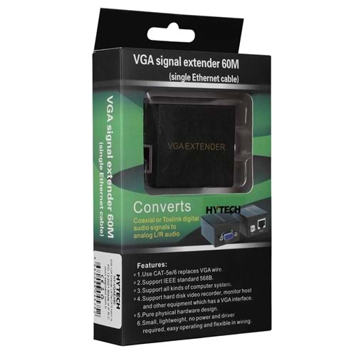 Hytech 60Mt VGA Extender CAT5e/CAT6 Kablo Uzatıcı