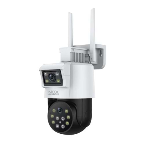 INOX 3 MP + 3 MP ÇİFT LENS Wi-Fi PTZ KAMERA (UYGULAMA:HiEasy,128GB SD KART DESTEK,1SABİT KAMERA ,1 PTZ KAMERA,2 KAMERAYI NVR KAYIT CİHAZINA KABLOLU VEYA KABLOSUZ EKLEME,GECE RENKLİ GÖRÜŞ,HAREKET TAKİP,HAREKET ALGILAMA,DAHİLİ HOPARLÖR,DAHİLİ MİKROFON)