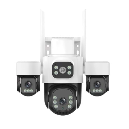INOX 3 MP + 3 MP + 3 MP ÜÇ LENS Wi-Fi PTZ KAMERA (UYGULAMA:HiEasy,128GB SD KART DESTEK,2 SABİT KAMERA ,1 PTZ KAMERA,GECE RENKLİ GÖRÜŞ,HAREKET TAKİP,HAREKET ALGILAMA,DAHİLİ HOPARLÖR,DAHİLİ MİKROFON)