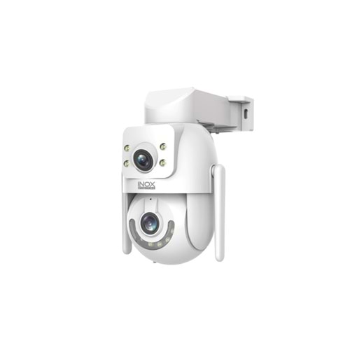 INOX 3 MP + 3 MP ÇİFT LENS Wi-Fi PTZ KAMERA (UYGULAMA:HiEasy,128GB SD KART DESTEK,1SABİT KAMERA ,1 PTZ KAMERA,2 KAMERAYI NVR KAYIT CİHAZINA KABLOLU VEYA KABLOSUZ EKLEME,GECE RENKLİ GÖRÜŞ,HAREKET TAKİP,HAREKET ALGILAMA,DAHİLİ HOPARLÖR,DAHİLİ MİKROFON)
