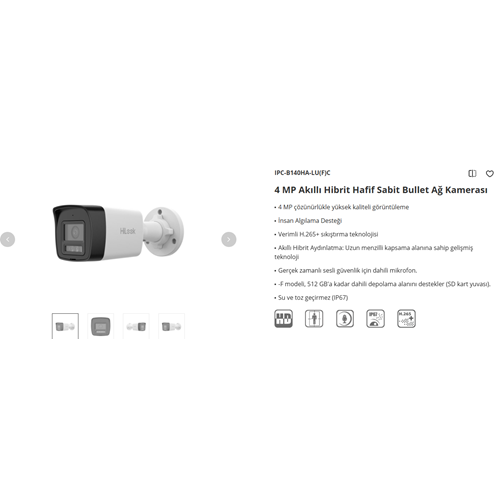 HİLOOK 4 MP IP BULLET 2.8 MM AKILLI ÇİFT IŞIKLI KAMERA