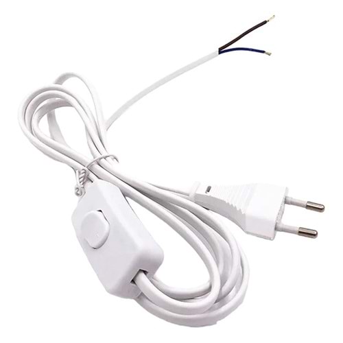 SLine İthal Power Kablo 2 Pin Anahtarlı KABLO SİYAH-BEYAZ DHL